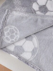 Men's Gray Base New Simple Fashion Casual Football Fleece Print Long Sleeve Long Hooded Belted Robe, Fall Winter, Fluffy, Cozy - Grey - View 6