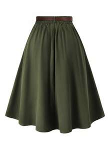 Linhara Jupe casual à boutons de couleur unie pour grandes tailles