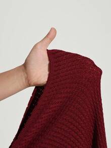 Enliva Plus Size Women's Woolen Dress,Flared Long Sleeve Mini,Burgundy,Autumn,Elegant,Everyday Fall/Winter Valentine's Day Gift Romance New Year Outfit 2026 - Burgundy - View 7