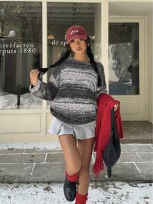 Muchica 女士休闲简约针织毛衣，适合日常穿着，针织套头衫，圣诞节 - 灰色 - 查看 4