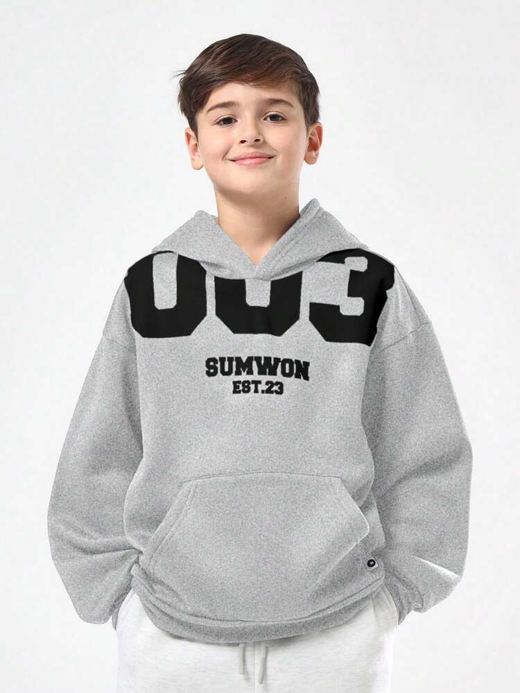 Pullover Hoodie With Letter Print