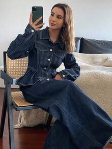 DAZY Women's Casual Denim Top & Pants Set - Blue - View 6