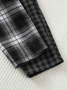 Cozy Pixies 4 pièces/set Tenue décontractée pour jeune garçon, comprenant un Top à manches longues col rond ample avec imprimé lettres en tricot doux et un pantalon long classique à carreaux. Convient pour la maison, les jeux extérieurs, les vacances, les sports légers, une mode polyvalente - Multicolore - Voir 8