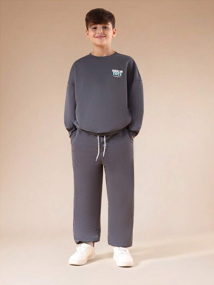 Crew Neck Sweatshirt With Matching Sweatpants Set