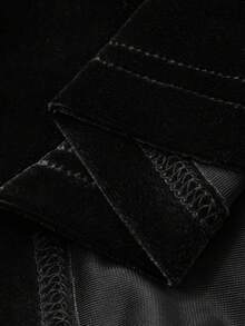 FRIFUL 女士纯色丝绒面料多层吊带腰带束腰长款喇叭裙摆蕾丝褶皱荷叶边宽松休闲百搭长裙，秋冬款 - 黑色 - 查看 9