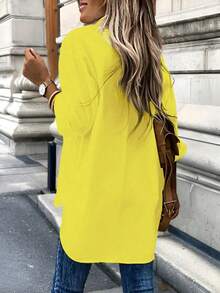 EMERY ROSE Áo cánh dài tay rộng rãi màu trơn cho nữ - Màu vàng - Xem 2