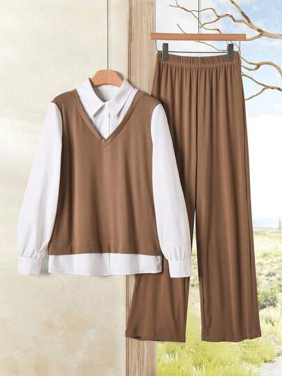 Rusticease 女士基本款高领收腰拉链休闲两件套