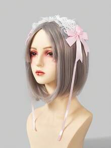 ROMWE Kawaii 15 Random Styles Cute Pink Lace Hairpin, Lolita Cat Paw Love Fishbone Star Bow Element Combination Small Hairpin. - Pink White - View 2