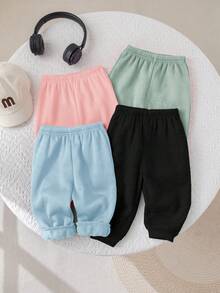 SHEIN Quần lót giữ nhiệt dệt kim trơn màu thường ngày cho bé gái (Bán riêng áo) - Nhiều màu - Xem 4