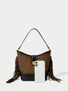 SHECARRY Elegance Exquisite Handbag High Capacity Adjustable Strap Metal Decoration, Bag For Women Elegant, Business Casual Woman Bag Perfect For Office Business And Work - Chocolate Brown - View 3