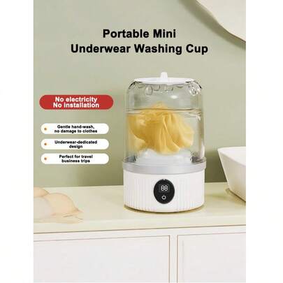 Teckwe Mini Portable Waterproof Rechargeable Touch Wireless Washing Machine For Washing Underwear, Bras And Socks While Traveling, Built In Two 1500 MAh Battery Total 3000mAh