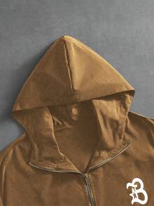 PAVTROS Men's Letter Print Hooded Zip-Up Jacket And Contrast Trim Pants Set Men 2 Piece Set Men Street Wear Sets Men Tracksuit Set Jogging Suits Men Jogging Set,Windbreaker/Outdoor Windbreaker,Parka,Streetwear,Jogging, - Brown - View 5