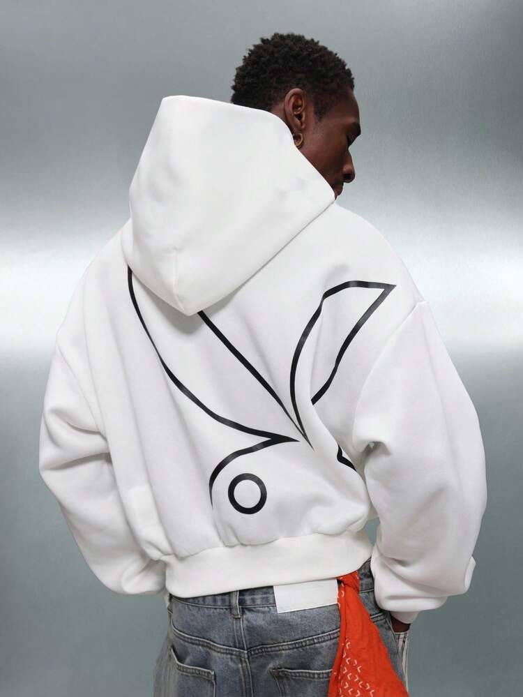 PLAYBOY X SUMWON Oversized Crop Hoodie With Back Graphic