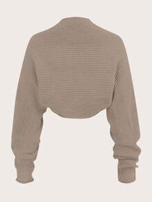 SHEIN Girlism Tween Girl V-Neck Sweater, Minimalist Fashion Casual Everyday - Khaki - View 4