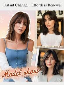 10英寸直发假发片，女士真人发假发片，适合头发稀疏的女性，带刘海，夹式设计 - S24/613 - 查看 12