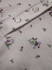 DAZY 情人节夸张领口满花半襟修身女式 T 恤，秋季服装长袖女式上衣 - 紫色 - 查看 4