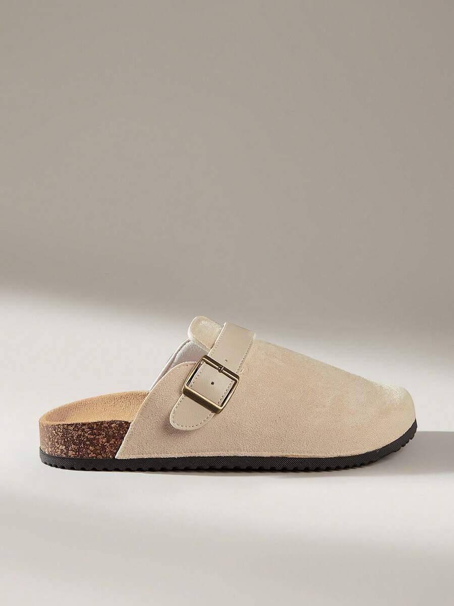 Solecia Mules casuales con diseño de hebilla para mujer - Beis - Ver 1