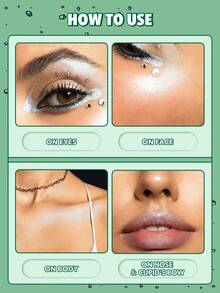 SHEGLAM 月光光泽高光粉，多维闪耀，高光泽妆效，蓝绿色反光，多用途，提亮面部妆容，紫色哥特风高光，品牌美妆，面部彩妆，女士女孩适用，冬季完美之选，Y2K时尚潮流，适合生日、圣诞节礼物，派对必备，最佳颜色 - 無色 - 查看 6