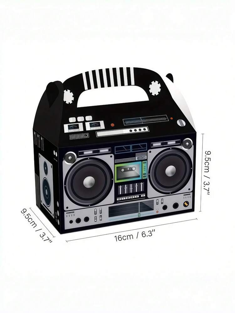 2/6/12 Stücke 80er 90er Jahre Retro Radio Design Party Geschenkbox Boombox Hip Hop Thema Geschenkbox Geschenktüten Box Aufbewahrung für Geburtstag, Hochzeit, Sommer Urlaub, Einschulung, Raumdekoration - Verschiedenfarbig - Übersicht 4