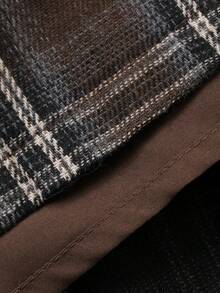 FRIFUL Gonna a-line casual e versatile da donna, con cintura in vita, decorata con pieghe e motivo a quadri, adatta per l'autunno/inverno - Castano - Visualizzare 7