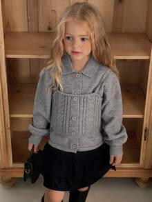 DAZY Young Girl 2 In 1 Turtleneck Long Sleeve Sweater, Autumn/Winter - Grey - View 4