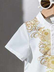 2pcs/Set Baby Boys Casual Short Sleeve White Robe & Pants Set, Robe With Slit Hem Design, Arabic Robe, Islamic Clothing, Kaftan, Saudi Arabian Attire, Boy Dress Robe, Basic Style Suitable For Spring, Summer, Autumn, Winter, Fit For 3 Months To 24 Months Baby Boys Baby Arabic Clothing Baby Boy Party Wear Arabic Dishdasha, Islamic Clothing, Kaftan, Saudi Arabian Outfit, Robe, Boys White Kurta, Boys White School Thobe, Boys Kurtas Baby Boy Traditional Clothes Baby Boy Traditional Outfit