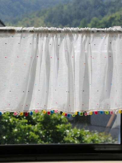 Joivida 1pc Simple And Fresh Fabric Half Curtains, Bay Curtains, Cabinet Curtains, Screen Curtains, Door Curtains, No Need For Drilling, Partition Short Curtains, Suitable For Tea Rooms, Studies, Living Rooms And Entrance Halls