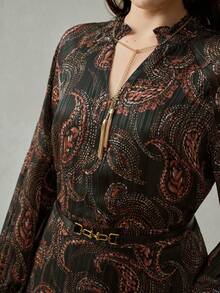 MOTF PREMIUM AUTUMN/WINTER BOHEMIAN CHIC PAISLEY PRINT LONG SLEEVE DRESS - Green - View 3