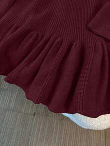 Franclia 新款秋冬法式束腰鱼尾针织连衣裙 - 酒紅色 - 查看 7