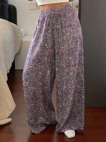 DAZY Floral & Plant Print Loose Women Pajama Bottoms