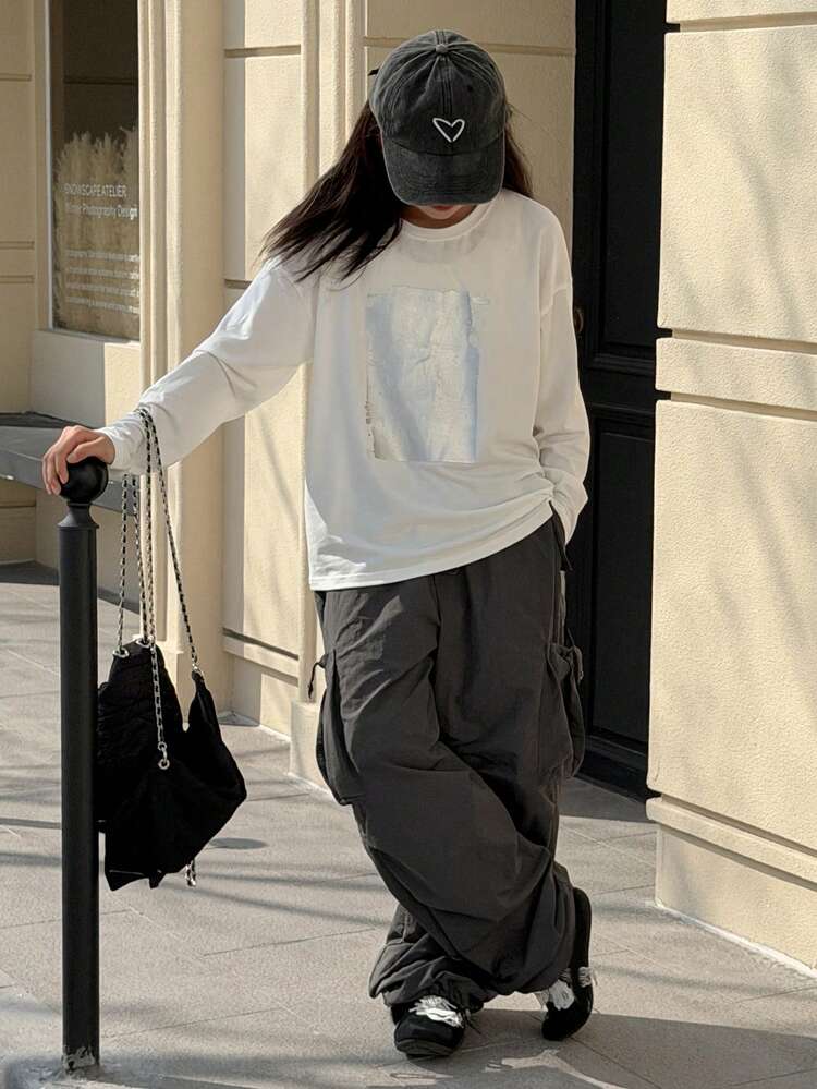 Tween Girls Crew Neck Printed Long Sleeve Knit T-Shirt, Fall