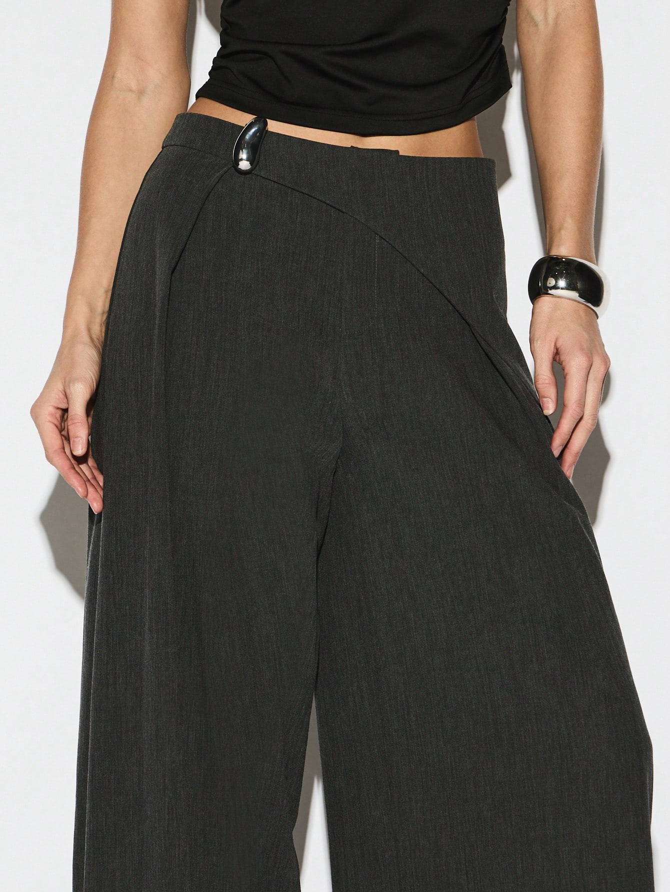 KIZN Wide Leg Palazzo Trousers With Belt Detail
