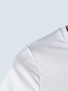 INAWLY Metallic Lip Print Slim Fit Casual Cropped Round Neck T-Shirt - White - View 5