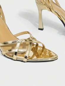 CUCCOO SZL Women's Elegant Commuter Heeled Sandals For Christmas - Gold - View 5