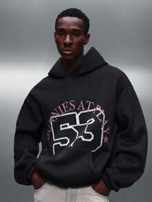 PLAYBOY X SUMWON Cropped Hoodie With Bunny Logo Print Long Sleeve Casual Sweatshirt Winter Fall Streetwear Fashion Pullover Hood - Black - View 3