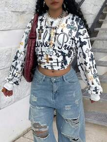 Rovax 宽松圆领落肩长袖卫衣 - 彩色 - 查看 3