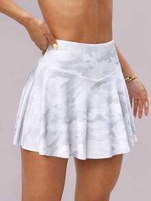 Dewbera 女士高腰迷彩印花休闲健身运动裙裤 - 彩色 - 查看 7