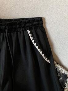 Franclia Women's Retro Y2K Style Minimalist Drawstring Waist Shorts - Black - View 3