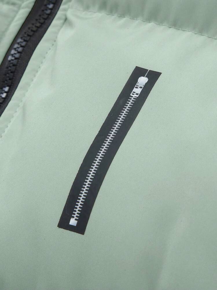 Manfinity Hypemode 男士高领长袖保暖休闲羽绒服，冬季百搭 - 綠色 - 查看 7