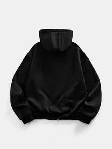 ROMWE MEN Men's Anime Character Print Long Sleeve Casual Hoodie - Black - View 2