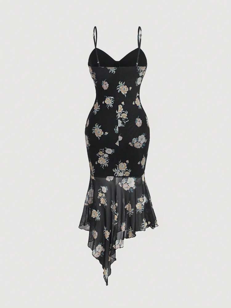 green emerald velvet dress SHEIN Belle Criss Cross Tie Back Floral Embroidery Mesh Cami Dress,  M1460337, Dusty Blue, M: Buy Online at Best Price in Egypt main image 1