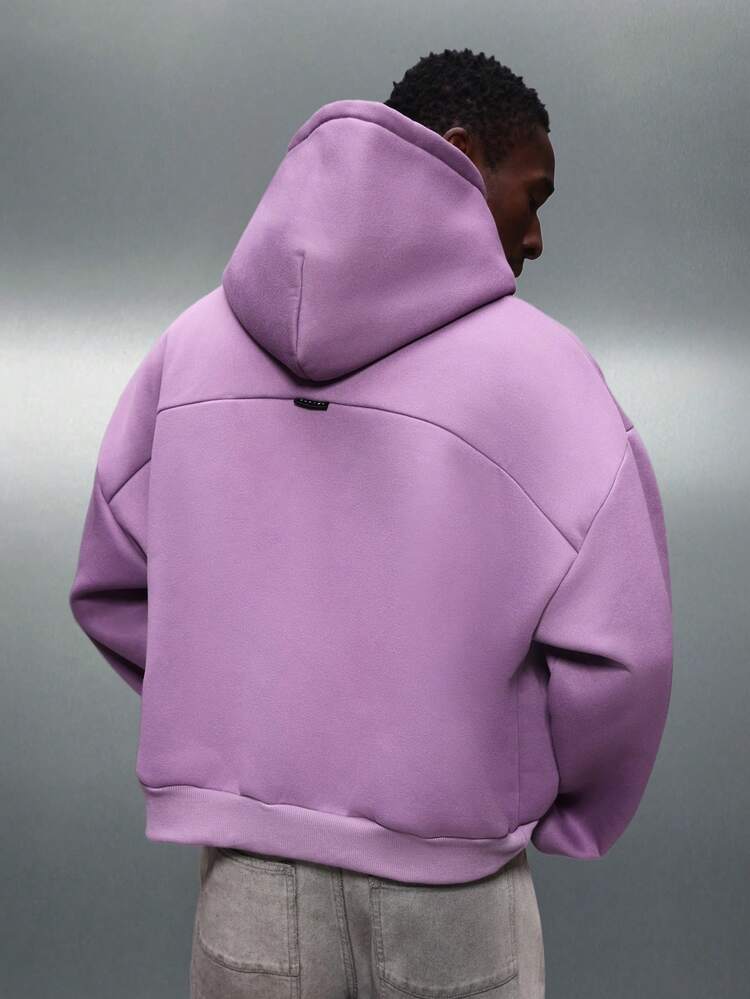 PLAYBOY X SUMWON Oversized Crop Fit Pullover Hoodie With Centre Pocket And Logo Print For Casual Streetwear