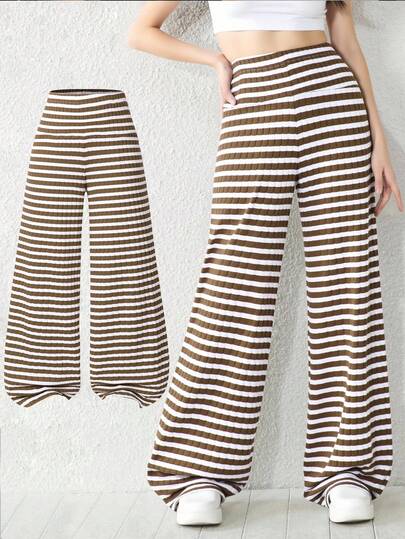 1pc Striped Casual Comfortable Loose Fit Pants, Versatile For Teenage Girls, Suitable For Spring And Autumn