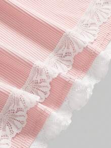 ROMWE 女士罗纹蕾丝吊带背心和短裤休闲睡衣套装，情人节礼物