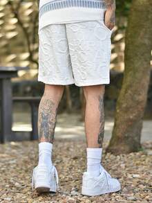 Devon Thys Quần short đi biển Jacquard có túi rút eo thường ngày cho nam, mùa hè - trắng - Xem 6