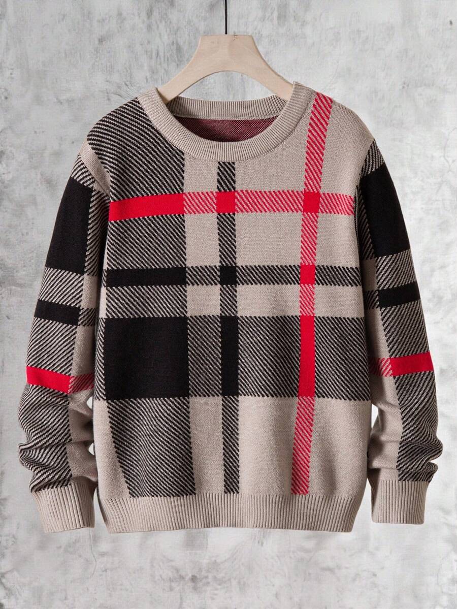SHEIN Vacaura Tween Boy Plaid Round Neck Long Sleeve Casual Loose Knit Sweater, Autumn/Winter Long Sleeve Autumn Boys Knitwear For Kids Striped Knit Top Kids Toddler Boy Sweater Kids Jumper Kids Cardigan Sweater 8 Years Old Boy Knitwear Sweaters For Teen Boys Knit Sweater Sweater For Tweens Sweaters For Teen Boys Boys' Plaid Knitted Sweater 
Boys' Colorblock Knitted Sweater Boys Plaid Sweater Long Sleeve Boys Sweater Boys Plaid Knitwear Boys Long Sleeve Knitwear For Autumn Boys Plaid Sweaters For Boys Long Sleeve Boys Autumn Knitwear For Boys Plaid Long Sleeve For Boys Autumn Boys Long Sleeve Long Sleeve Boy Sweater Long Sleeve For Autumn Boys - Khaki - View 1