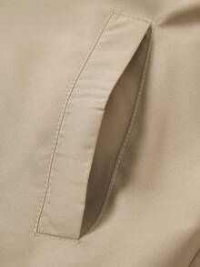 PAVTROS Men's Contrast Color Collar Long Sleeve Zip Front Casual Shirt Mens Cropped Jacket Mens Turn-Down Collar Short Sleeve Jacket Mens Zip Up Shirt Mens Short Jacket Mens Collared Shirts - Khaki - View 5