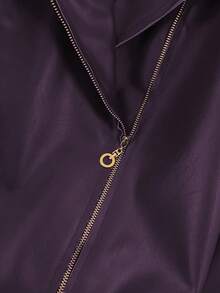 GlowEve CURVE 大码女式长袖短款夹克，新款时尚百搭休闲短款摩托车夹克，适合日常穿着，显瘦 - 紫色 - 查看 4