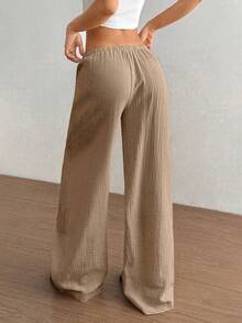 Flirla Women Casual Straight Leg Low-Rise Cotton Pants Fall Cloth For Women - Khaki - View 2