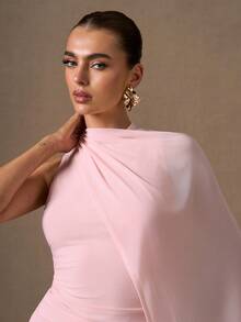 SHEIN BAE 纯色无袖褶皱优雅迷你连衣裙，适合浪漫约会、派对、正式聚会、伴娘礼服、夏季连衣裙、下午茶会连衣裙、新年、情人节、生日连衣裙、粉色连衣裙、休闲连衣裙、夏季连衣裙 - 粉色 - 查看 9